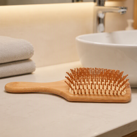 Cepillo de Pelo Ecológico de Bambú con Mango de Madera de Haya, Cepillo de Púas de Nylon para Peinar, Peine de Madera Natural para Masaje Capilar
