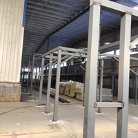 Ligne de production de peinture en poudre pour grandes pièces métalliques avec four de cuisson, cabines de pulvérisation, machine de sablage, moteur et convoyeur gratuit