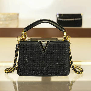 Sac à bandoulière en cuir pour femme à prix avantageux, sac à main bandoulière, sac de soirée, sac de luxe pour femme orné de diamants - Product Image 3