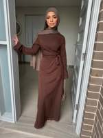 Robe Abaya Mexizo personnalisée à nouer sur le côté, manches longues, robe longue enveloppante, robe islamique pour femmes musulmanes, Dubaï