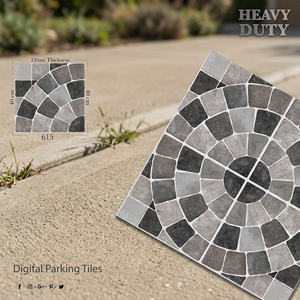9mm Thick 400x400mm Embossed Rustic Matte Non-Slip Porcelain Digital Parking Floor Tiles Outdoor 16x16 - Product Image 5