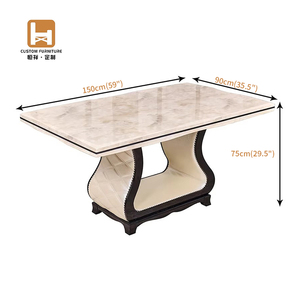 Set da Pranzo <span class=keywords><strong>di</strong></span> Lusso Nordico Moderno Espandibile Salvaspazio Rettangolare in Marmo <span class=keywords><strong>Bianco</strong></span> e <span class=keywords><strong>Legno</strong></span> <span class=keywords><strong>di</strong></span> Quercia Rustico per 6 Persone - Product Image 3