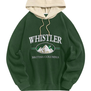 เสื้อฮู้ดผู้ชายสำหรับฤดูหนาว ผ้าพลัฌเนื้อนุ่ม 100% ผ้าฝ้าย ลายปักกราฟิกภูเขาแบบยาว พร้อมเชือกผูกแบบลำลอง - Product Image 4