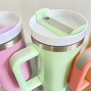 Vaso Térmico de Viaje de 40 Oz H2.0 en Colores Pastel para Sublimación, con Asa Deportiva, Tapa y Pajita - Product Image 3