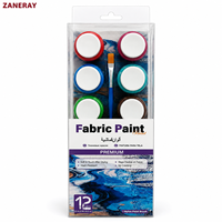 Peinture textile douce facile à appliquer en 12 couleurs pour vêtements, à appliquer au pinceau, fournitures artistiques emballées dans un sac en tissu pour l'art sur chaussettes et les projets d'artisanat