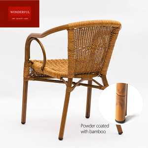 Sillas <span class=keywords><strong>de</strong></span> Mimbre/Ratán para Comedor, Silla Redonda <span class=keywords><strong>de</strong></span> Estilo Bistró Francés para Exteriores, Silla <span class=keywords><strong>de</strong></span> Jardín con Brazos <span class=keywords><strong>de</strong></span> Aluminio y Mimbre/Ratán - Product Image 3