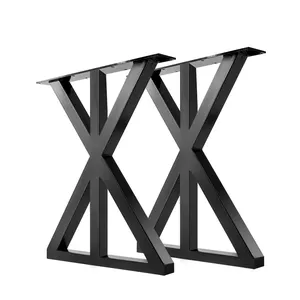 Kaki dasar meja logam kustom dapat diatur untuk furnitur kantor bentuk X bagian ekstensi mebel bingkai meja logam