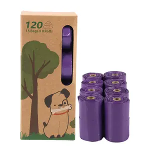 Wholesale Full Degradable Purple Disposable Dog Poop Bag Biodegradable Vest Type Dog Poo Bag For Pets