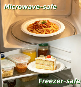 Assiettes à pizza en bagasse de canne à sucre écologiques de 6 pouces, robustes, biodégradables, jetables, compatibles micro-ondes, pour salades et extérieur - Product Image 3