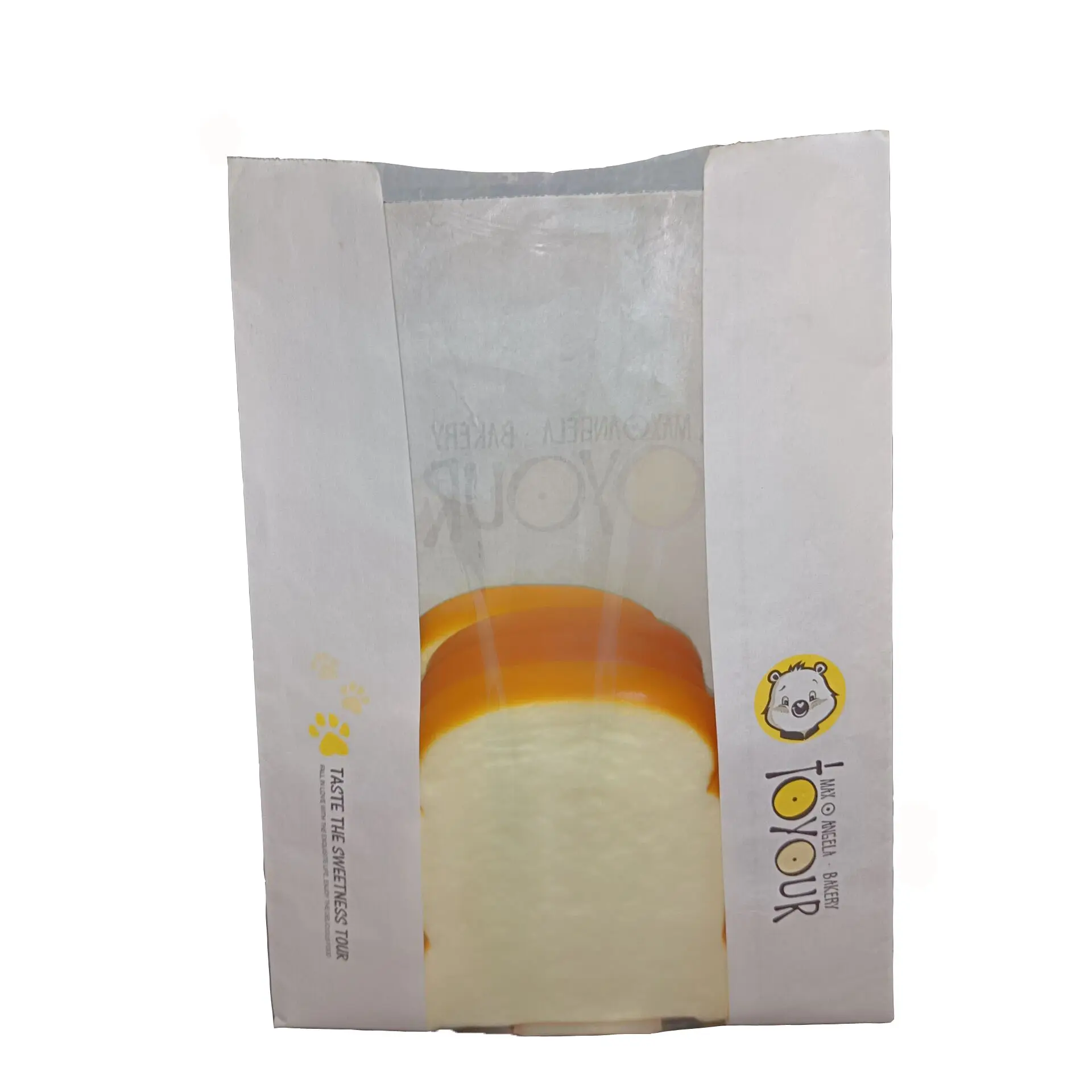 SP2479 masa de alta calidad desechable a prueba de grasa bolsa de papel tostado con ventana visual