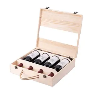 4 زجاجات من صناديق النبيذ الخشبية للبيع بالجملة في المملكة المتحدة صندوق نبيذ خشبي دان مورفي صندوق خشبي لحامل النبيذ