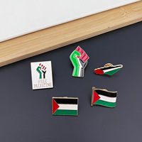 Broche drapeau national Palestine Libre en alliage de zinc plaqué, design poing créatif, accessoire de revers