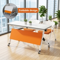 Table de formation escamotable pour salle de classe, bureau de conférence pliable avec roulettes, mobilier de bureau pliable pour réunions, design moderne
