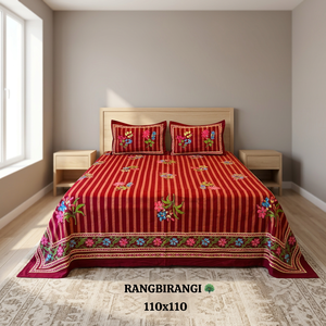 Juego de Ropa de Cama de Algodón con Estampado de Descarga para Exportación al por Mayor, Sábanas y Fundas de Almohada 110x110 para Hogar y Hotel - Product Image 2
