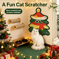 Décorations de Noël : Tapis d'escalade pour chat en forme de sapin de Noël de dessin animé, autocollants muraux décoratifs à découper et coller, protection anti-griffures pour chat