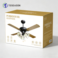 Ventilateur de plafond TS42-4C3L(MK) 42 pouces avec lumière |   4 pales en MDF, 3 supports de lampe E27, commande par cordon, AC50W DC30W 110-240V