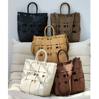 Style européen et américain en cuir véritable tissé sac seau sac décontracté mode peau de vache tissé femmes sac à main