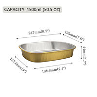 Barquette de cuisson jetable personnalisée noire et dorée en aluminium, boîte à lunch et plats en aluminium et plastique PET recyclables pour la cuisine
