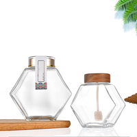 Botol Kaca Heksagonal Grosir untuk Madu 180ml 360ml 720ml Botol Madu/Sirup Terbaik dengan Tutup Logam