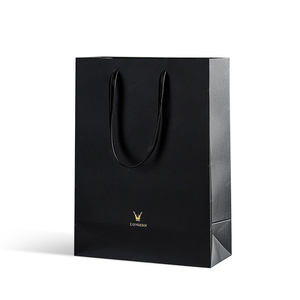 Sacs en papier personnalisés de luxe noirs <span class=keywords><strong>avec</strong></span> poignée et logo imprimé <span class=keywords><strong>pour</strong></span> boutiques de chaussures - Product Image 3