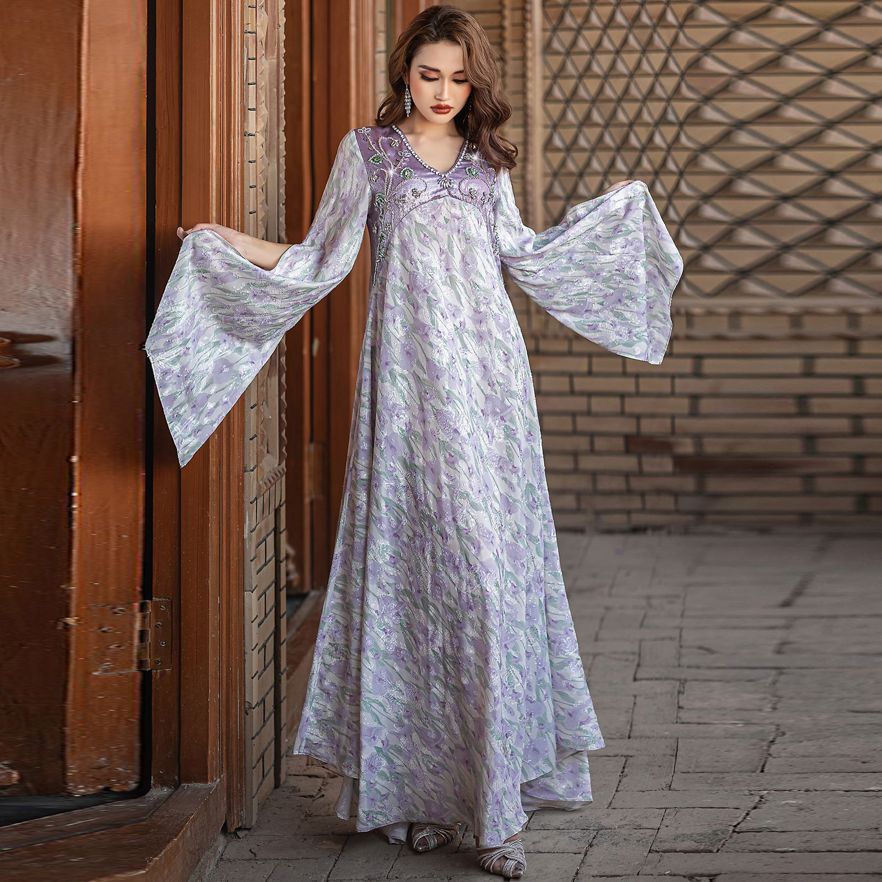 strapless open back dress Leshner Long Sleeve Mini Dress Purple main image 0