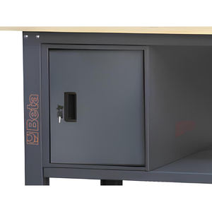 C58BC-W2 Beta, 1 établi 4CA/A 210cm anthracite, plateau en bois, 4 tiroirs, armoire et mur - Product Image 4