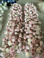Composition florale artificielle en soie, cascade d'hortensias bordeaux, rose et blanc, pour arche de mariage et décoration de table