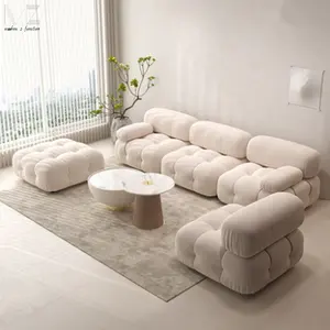 豪华客厅沙发躺椅布克泰迪织物组合天鹅绒设计休闲沙发小吃模块化马里奥贝里尼沙发