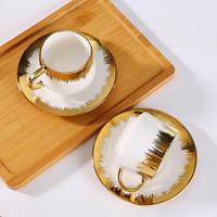 Ensemble de 6 tasses à café et à thé turques en céramique de style européen de luxe léger avec soucoupe, boîte cadeau