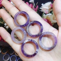 Anillos de cristales de piedras preciosas naturales pulidas, anillo de banda de dedo de amatista de sueño espiritual curativo para mujeres y hombres