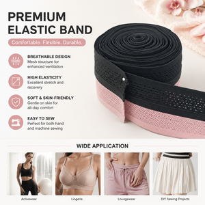 Bande élastique en nylon respirant avec logo personnalisé, bicolore, perforée, confortable, pour vêtements de sport, pantalons de yoga, sacs - Product Image 1