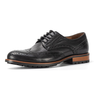 New Comfort Soft Round Toe Brogue Carved Top-grain Leather <b>Men</b> British Retro Handmade Composite Sole <b>Dress</b> Shoes - Product Image 4