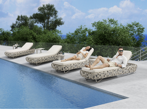 Alta Costura Jardín de mimbre al aire libre <span class=keywords><strong>tumbona</strong></span> ajustable <span class=keywords><strong>reclinable</strong></span> silla plegable de jardín playa <span class=keywords><strong>tumbona</strong></span> - Product Image 2