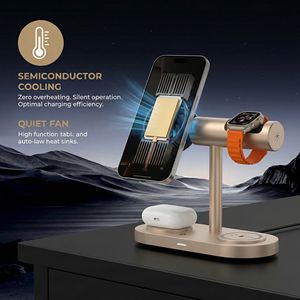 Station de charge 7-en-1, 25W avec ventilateur de refroidissement, chargeur magnétique sans fil pour iPhone 17 16, Apple Watch, AirPods, <span class=keywords><strong>Pixel</strong></span> 10 - Product Image 6