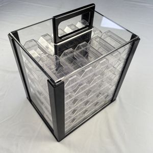 QinLong Factory Supply Bird Cage Carrier Case 1000ct <span class=keywords><strong>Jetons</strong></span> de <span class=keywords><strong>Poker</strong></span> en acrylique transparent avec 10 Set 40MM ABS Chip Box - Product Image 1