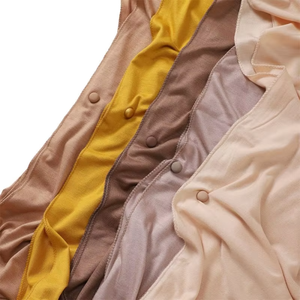 Conjunto de pañuelos étnicos para mujer, patrón sólido, Jersey de algodón mercerizado, hiyab, envolturas suaves para la cabeza, botones magnéticos, venta al por mayor - Product Image 3