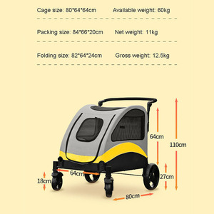 Poussette pliable pour animaux <span class=keywords><strong>de</strong></span> compagnie, transport <span class=keywords><strong>de</strong></span> chiens, accessoires <span class=keywords><strong>de</strong></span> <span class=keywords><strong>marche</strong></span>, supporte 60 kg, <span class=keywords><strong>chariot</strong></span> pour chiens, <span class=keywords><strong>chariot</strong></span> pour grands chiens, extérieur, 2 pièces - Product Image 3