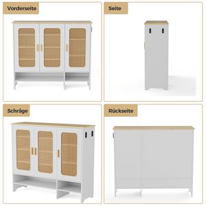 SENYU Meuble de rangement à chaussures moderne en rotin pour entrée, 6 étagères, gain de place, autoportant, mobilier de maison, dessus en bois blanc - Product Image 5