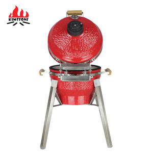 <span class=keywords><strong>Barbecue</strong></span> Kamado et fumoir Kimstone Premium de 16 pouces, finition pierre rouge, avec support en acier inoxydable, thermomètre externe et poignées - Product Image 6