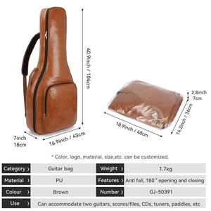 Custodia Rigida Impermeabile in Pelle PU con Imbottitura Spessa in Spugna, Borsa da Concerto Portatile per Chitarre Acustiche da 40-42 Pollici - Product Image 6