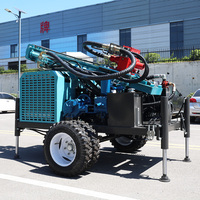 Machine de forage de puits d'eau 300m SM300, type roues, diesel, portable