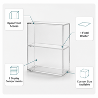 Caja de Exhibición Acrílica Transparente Personalizada con Frente Abierto, Divisores Fijos, Impresión UV de Logotipo, Organizador para Minoristas OEM
