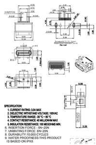 One-stop Manufacturers Horizontal IPX8 Waterproof <strong>16</strong> <strong>Pin</strong> Usb Type c Female Connector <strong>Socket</strong> - Product Image 2