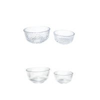 Bol en verre côtelé transparent, plat de service rond gaufré pour fruits, bonbons, collations, desserts, repas et décoration de table