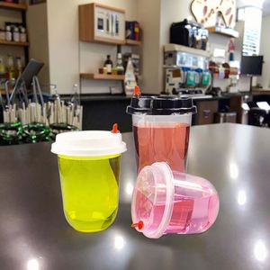 Vasos de Plástico Desechables Transparentes con Impresión UV Personalizada, en Forma de U, para Café, Jugo, Leche y Té para Llevar (360ml/500ml/700ml) - Product Image 1