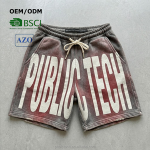 Pantalones Cortos Personalizados de Algodón 100% con Serigrafía, Estilo Hip Hop, Casual, Vintage, Lavados, Desgastados, con Efecto Descolorido por el Sol, de 5 Pulgadas de Entrepierna para Hombre - Product Image 1