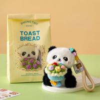Porte-clés Bouquet Panda en Peluche, Fleur au Crochet Fait Main, Breloque de Sac Panda, Boîte Cadeau, Souvenir Culturel Chinois