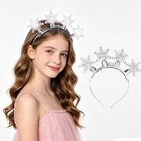 Serre-tête LED Flocon de Neige de Noël, 4 Lumières Blanches, 3 Modes Clignotants, Interrupteur Marche/Arrêt, Transparent, Accessoire de Costume pour Fête et Festival