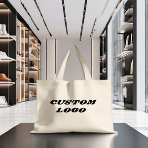 Bolsas de algodón de compras reutilizables con logotipo impreso personalizado, tela tejida de lona en blanco Lisa personalizada promocional - Product Image 1