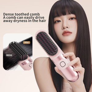 Peigne Lisseur Portable Mini à Charge Rapide, Fer à Boucler Électrique Sans Fil pour Usage Domestique, Lisseur de Cheveux à Ions Négatifs PTC - Product Image 4